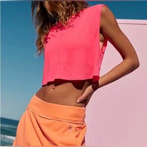 FP Movement by Free People Neon Pink Sleeveless Crop Top Muscle tee
